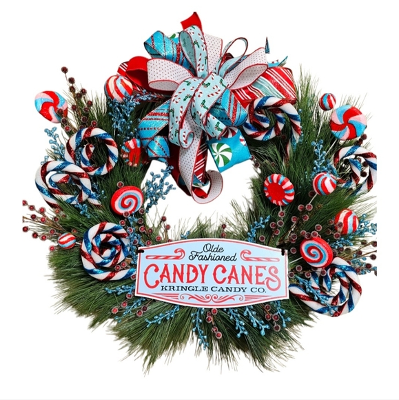 Whimsical Candy Cane Christmas wreath - Picture 9 of 12